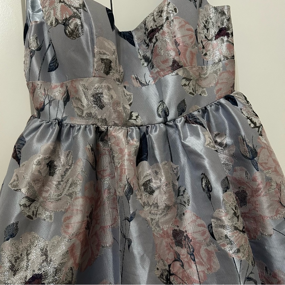 NWT Mac Duggal 11826 Square Neck Floral Printed Satin Maxi Dress Anthropologie - Picture 5 of 8